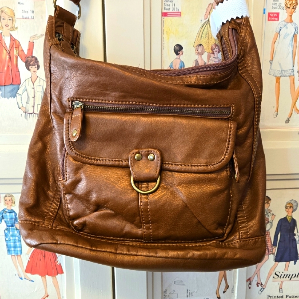 NWT GAL pearlized washed bronze brown shoulder bag